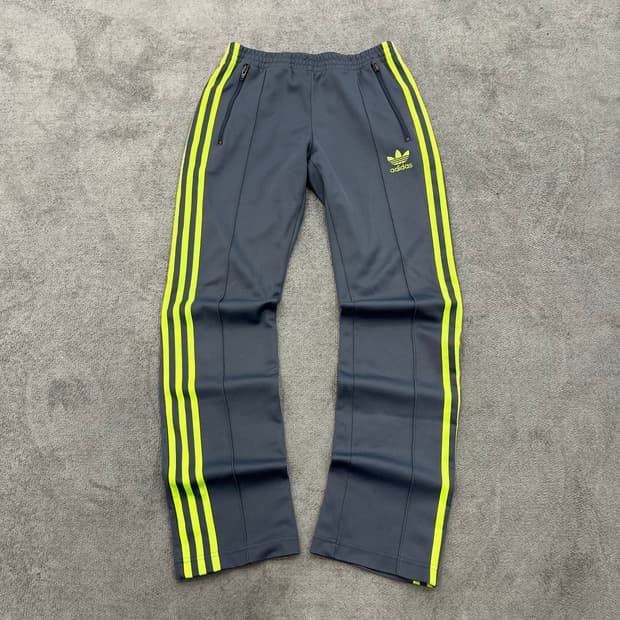 90 아디다스 그레이/형광 트레이닝 팬츠