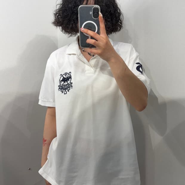M 폴로 랄프로렌 빅포니 자수 카라 반팔 티셔츠 화이트