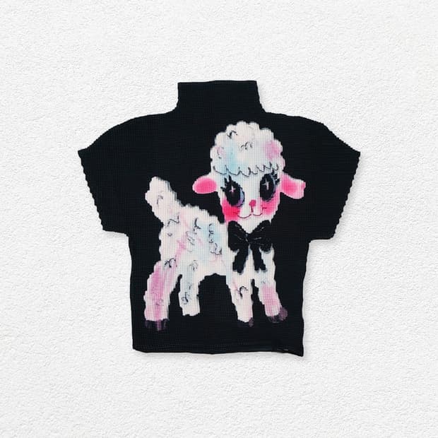 ISCREAM COLOUR 플리츠 양 크롭 티셔트 새상품