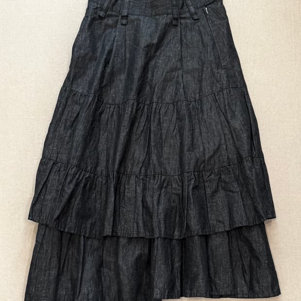 요지야마모토 개더 플레어드 롱스커트