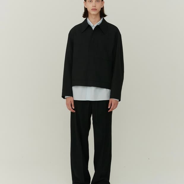 쿠어 오버핏 울 크롭 자켓 블랙 [M]