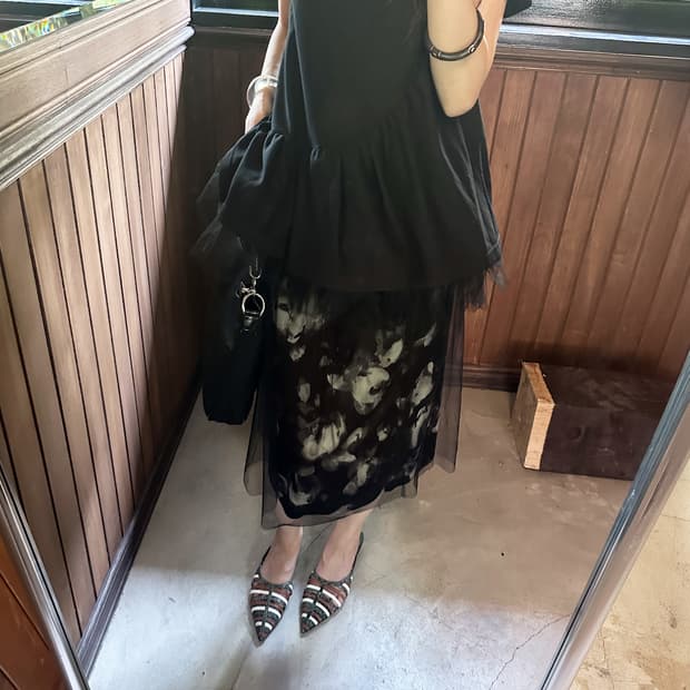 LANVIN floral tulle layered skirt