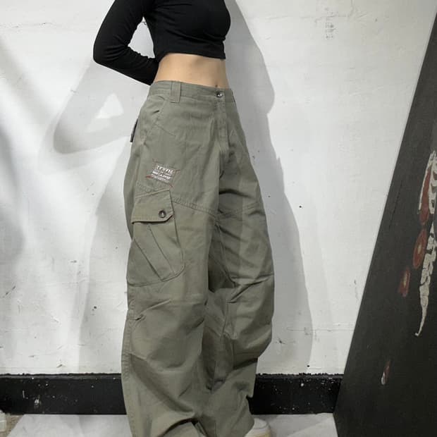 빈티지 mv 와이드 빅 포켓 카키 베이지 카고 팬츠 XXL