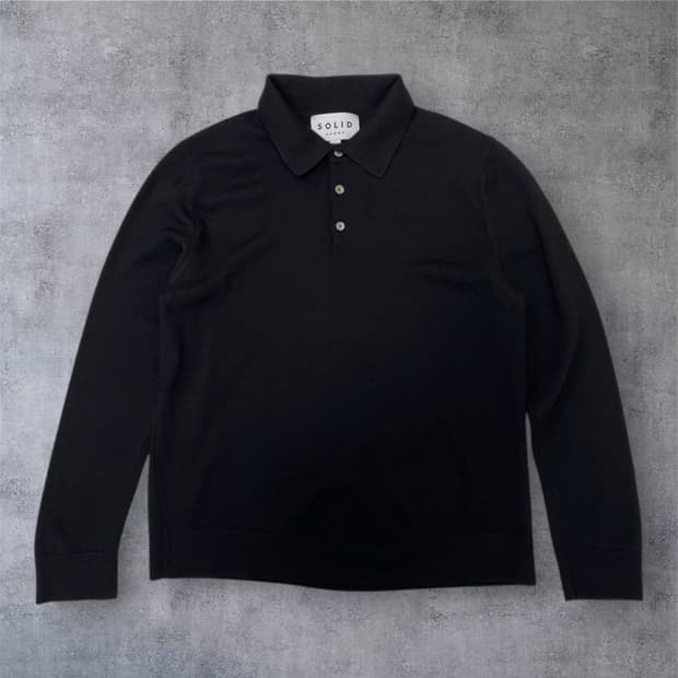 솔리드옴므 Solid homme 블랙 울 카라 니트 48