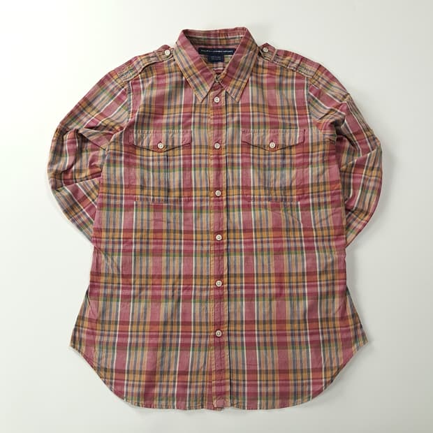 CK207 XL 폴로 90s 핑크 마드라스체크 유틸리티 셔츠 남방