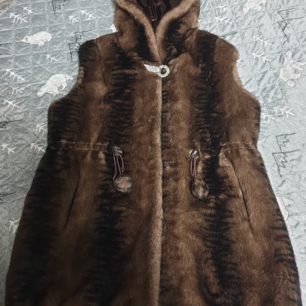 김민경 컬렉션 모피 후드 조끼 베스트 (F)