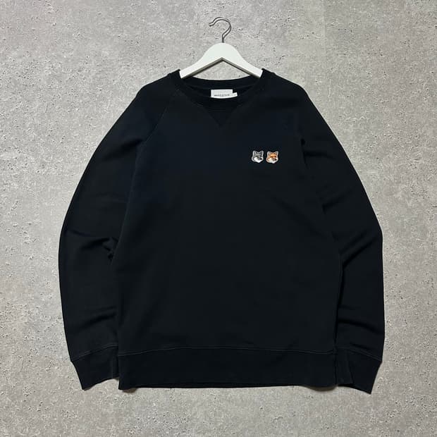 메종키츠네 더블폭스 로고 블랙 맨투맨