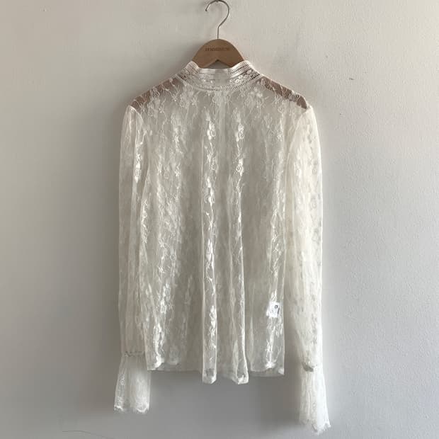 Lace high neck blouse(ivory)
