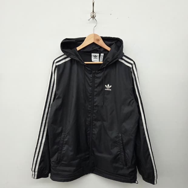 아디다스 삼선 후드 바람막이 블랙 남s