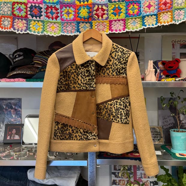 PROGRAM 울 배색 레오파드 자켓