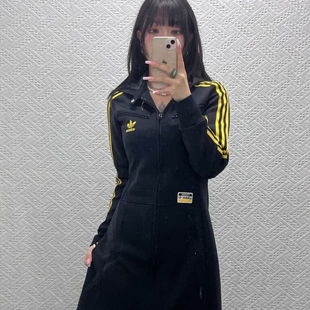 아디다스 흑탭 유로파 Y2K 키치 져지 미니 원피스 85 C12440
