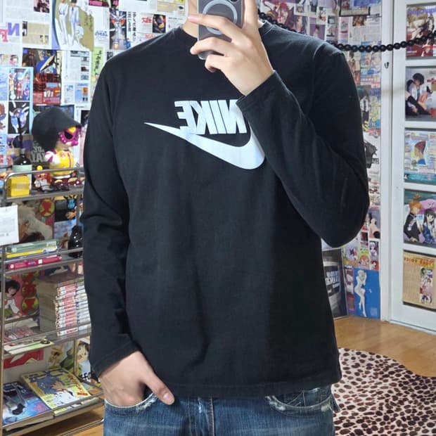 나이키 스우시 로고 블랙 롱슬리브 쭉티