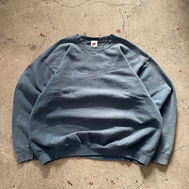 USA Made)90s Nike Big Swoosh Sky Blue