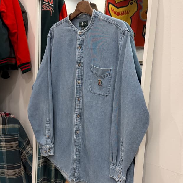 90s Hunt Club 헌트클럽 코듀로이 데님 헨리넥 셔츠