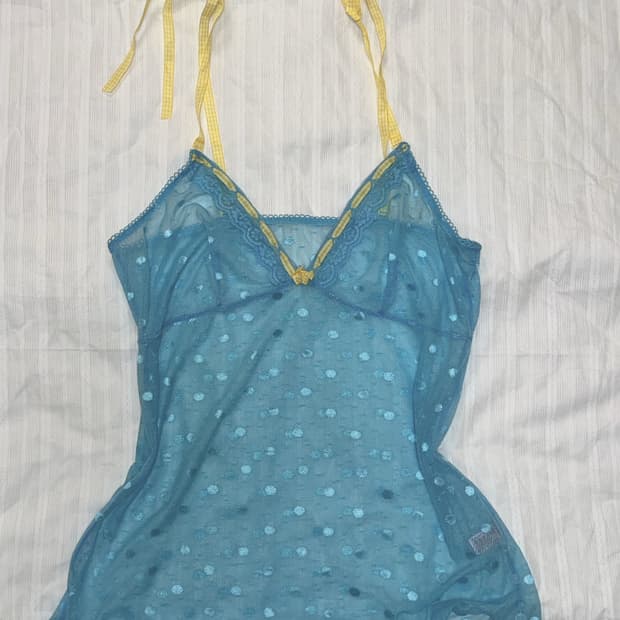 Blue Layered Dot Sleeveless