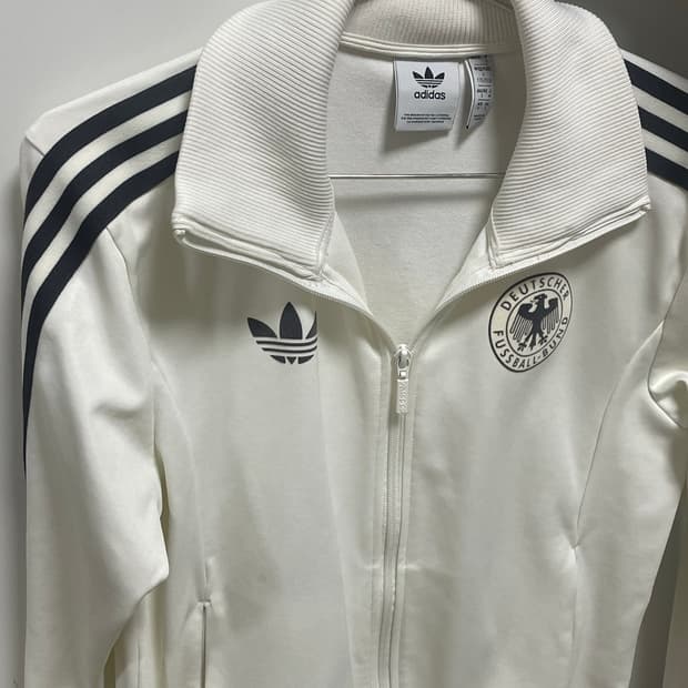 아디다스 독일 베켄바우어 트랙 탑 오프 화이트 져지 s