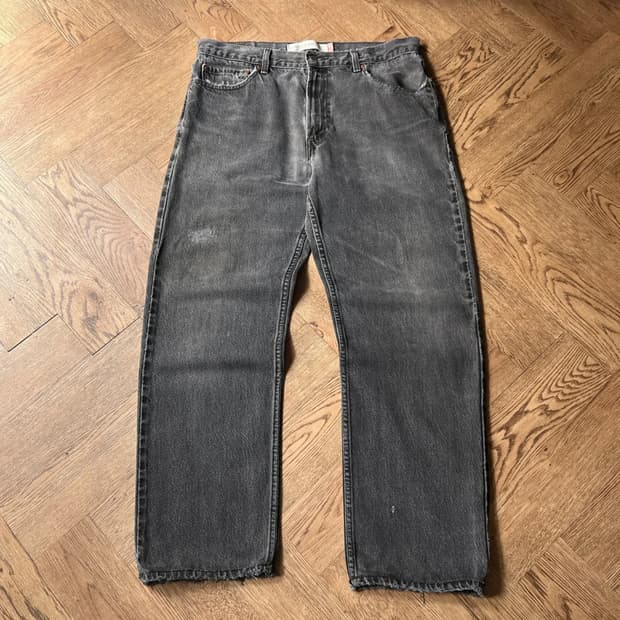 [36]00's 리바이스 505 멕시코제 빈티지 워싱 흑청 데님 팬츠