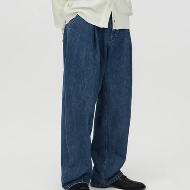 유스 스트럭쳐 와이드 데님 팬츠 미디엄블루 S