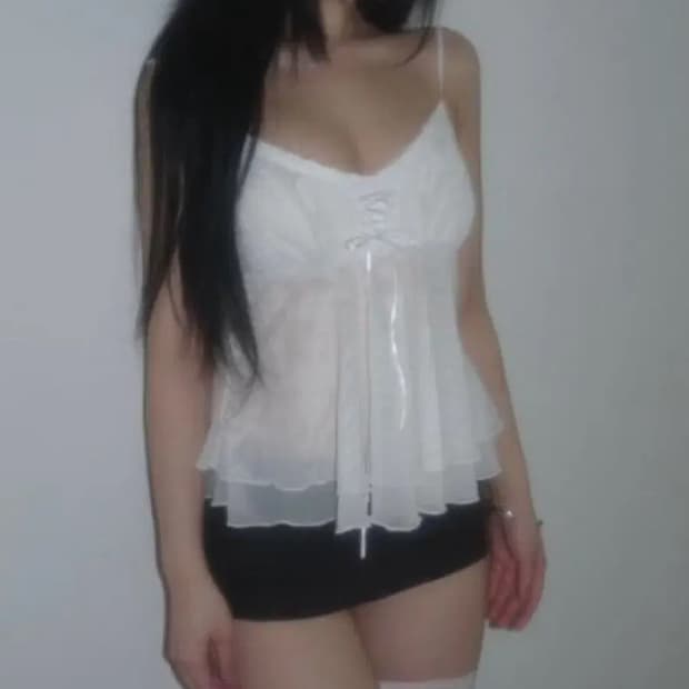엔젤넘버555 Sheer Babydoll Top 쉬어 베이비돌 탑 화이트