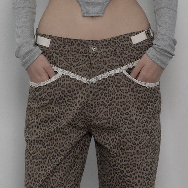 셋업이엑스이 LEOPARD LACE PANTS / BEIGE