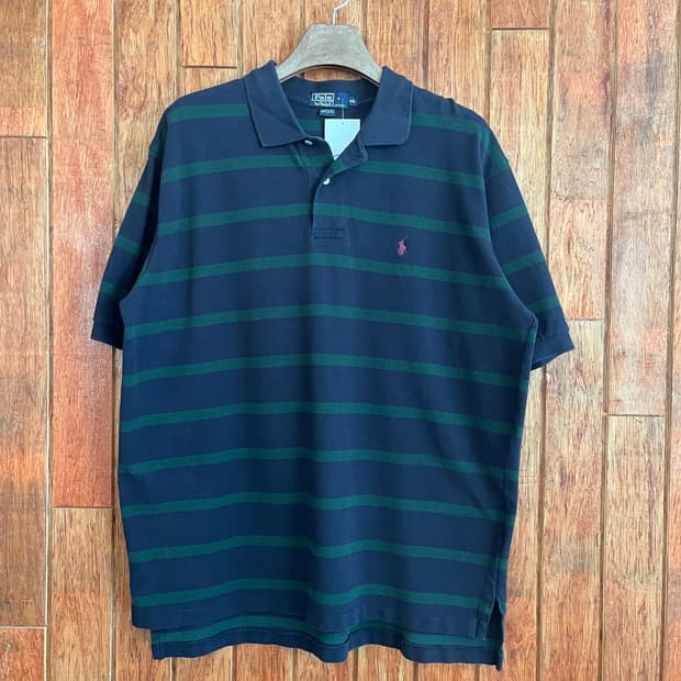 Polo 네이버 카키 스트라이프 pk티