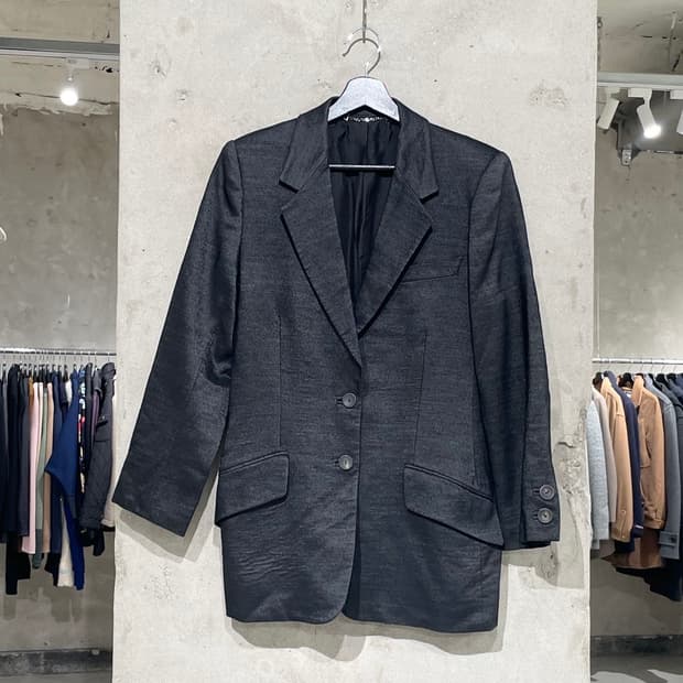 구찌 블랙 클래식 울 혼방 2B 블레이저