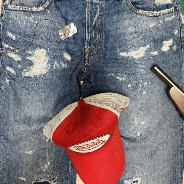 JUST CAvalli 디스트로이드 데님 청바지 팬츠
