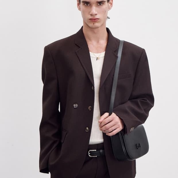23fw 렉토 빈티지 스트라이프 버진 울 블레이저 빈티지 브라운