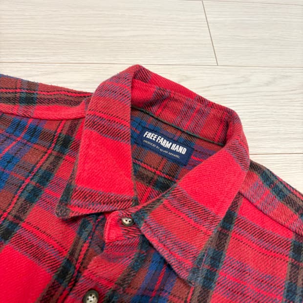 빈티지 울 레드 체크 셔츠 103-105사이즈