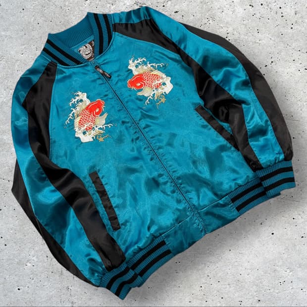 [L] YDU 재팬니즈 스카쟌 자켓 에메랄드 블루 D92