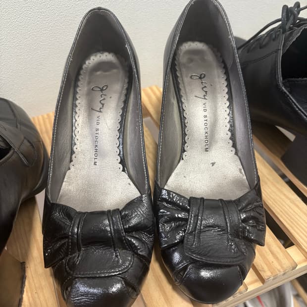 빈티지 핀터깔 히메 모리 미들굽 리본 펌프스