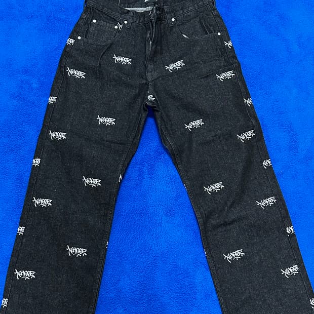 X-large 로고 흑청 데님