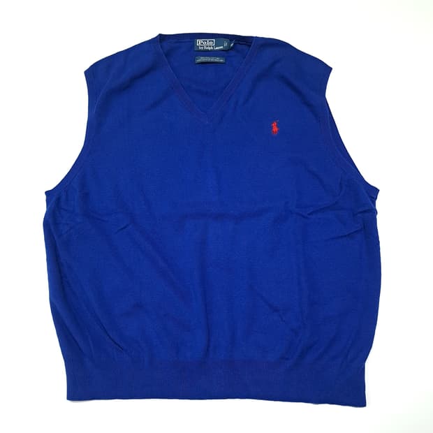 CL159 폴로 피마코튼 레드포니 블루 니트 베스트