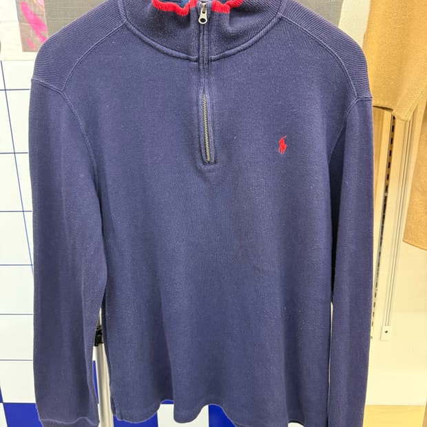 폴로 랄프로렌 레드포니 네이비 반집업 니트
