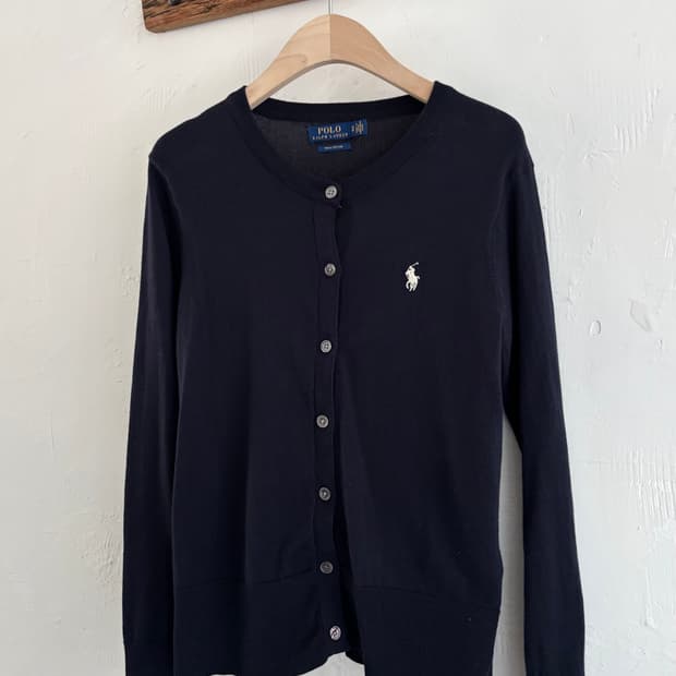 Polo 폴로 랄프로렌 신형 피마코튼 화이트포니 네이비 라운드넥 가디건