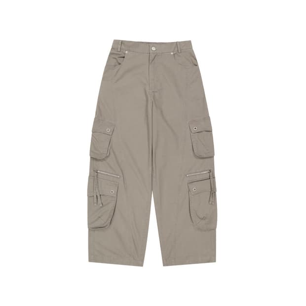유틸리티 포켓 코튼 팬츠 그레이