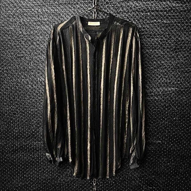 생로랑 20FW 시스루 메탈릭 셔츠