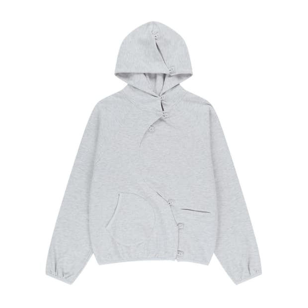 산산기어 버튼 후디 후드티 화이트 멜란지 3