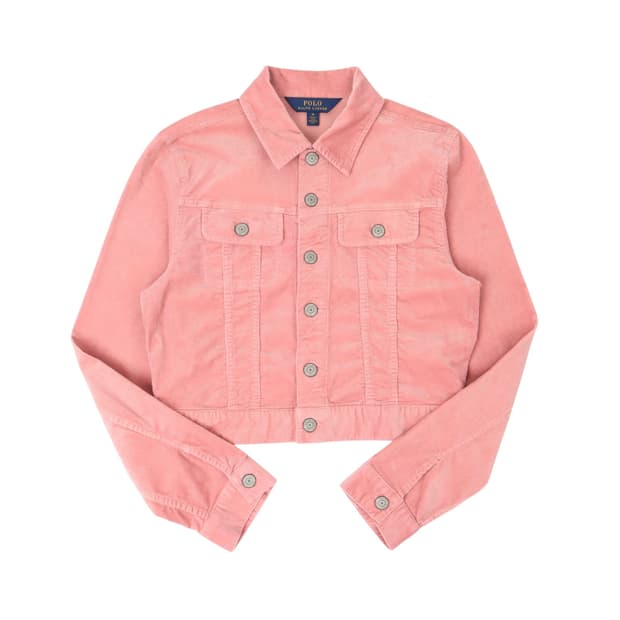 폴로 랄프로렌 라이트 핑크 코듀로이 크롭 자켓
