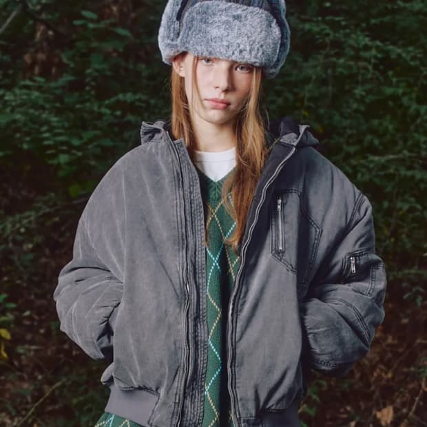 XJ130 크루드 워싱 후드 봄버 자켓 (GRAY) 엑스톤즈