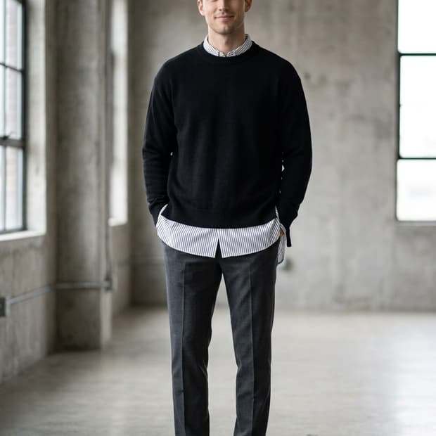 [새상품] 솔리드옴므 셔츠 레이어드 맨투맨 110