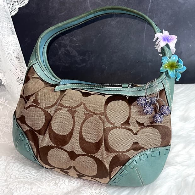 Coach Sage Mint Signature Stitch Hobo