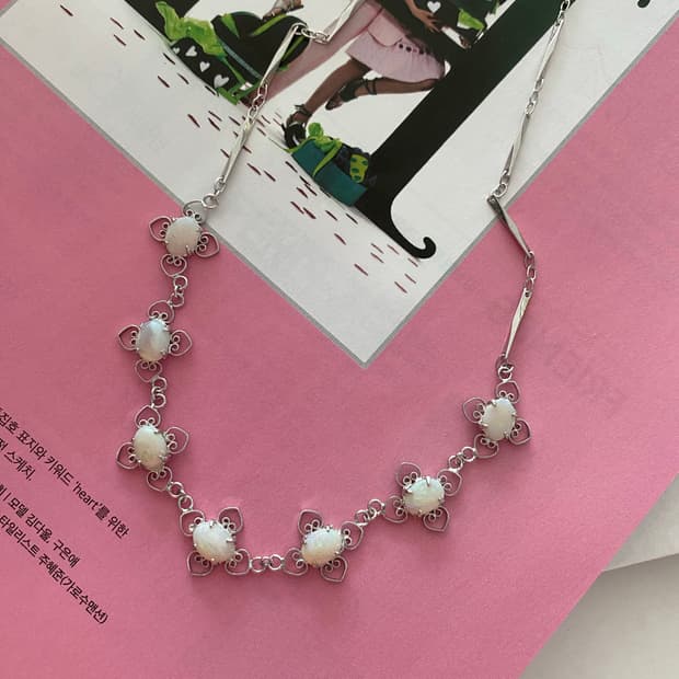 오팔빛 스톤 목걸이 y2k 빈티지 주얼리