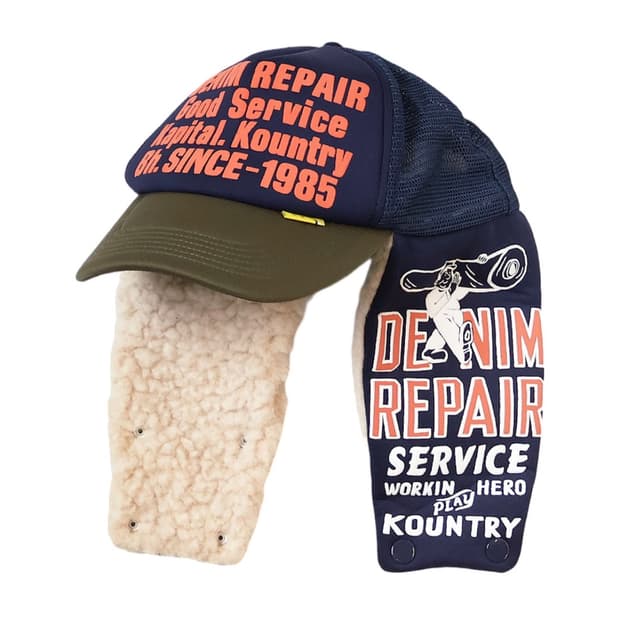 캐피탈 데님 리페어 서비스 럼버 트럭 캡 네이비 카키