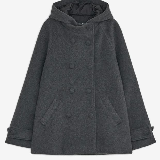 허그유어스킨 후드 하프 코트 차콜