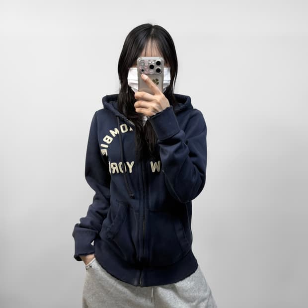 아베크롬비 아치 로고 후드집업 네이비