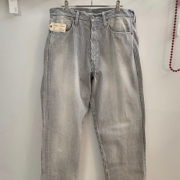 슈가케인 히코리 스트라이프 5포켓 와이드 팬츠 에이지드