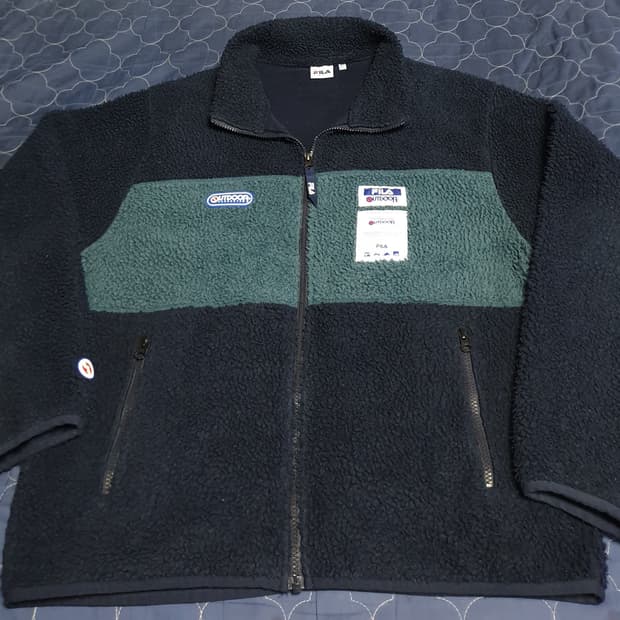 (협업제품)아웃도어프로덕츠x휠라 보아 플리스 집업자켓 네이비 그린 (M)