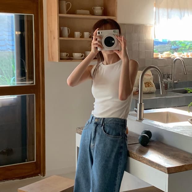 프렌치오브 made 부유방 커버 라운드 나시 슬리브리스