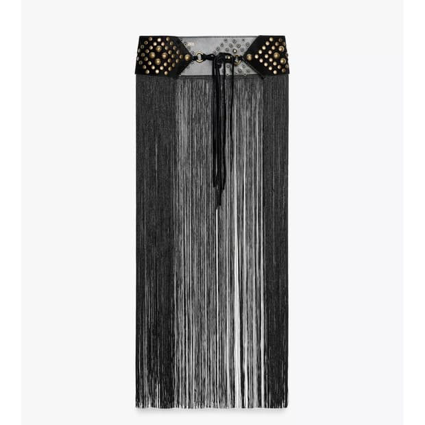 새상품) ZARA 스터드 프린지 가죽 거들 벨트